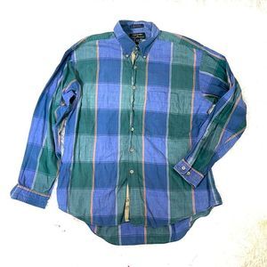Colours by Alexander Julian blue and green plaid button-up shirt‎ Size L
